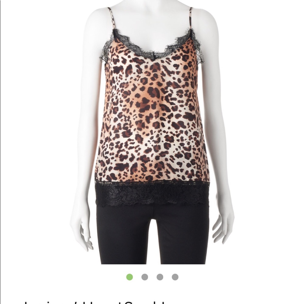 Heart Soul Animal Print Cami NWT Lace Trim Large